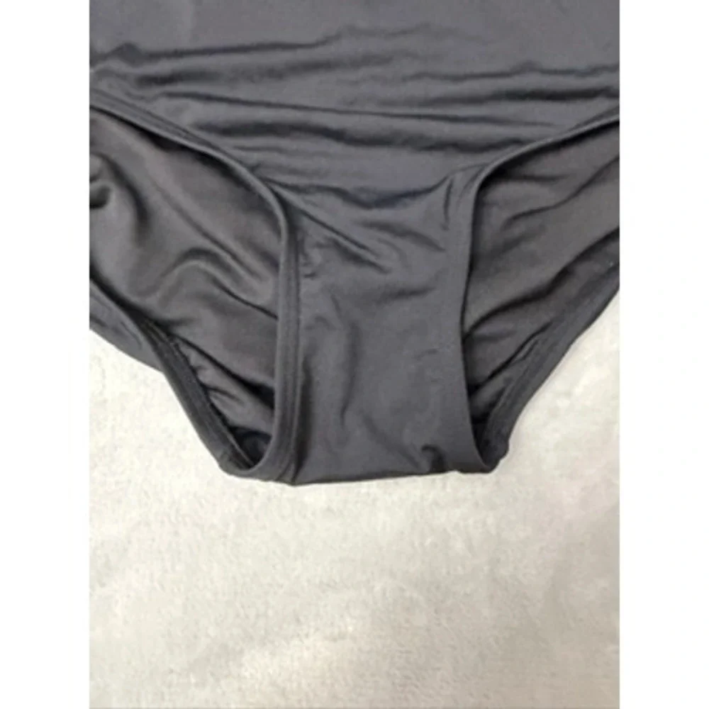 NWT Michael Kors Bikini Bottoms Womens Black High Waist Side Tie Ruched 18W $68